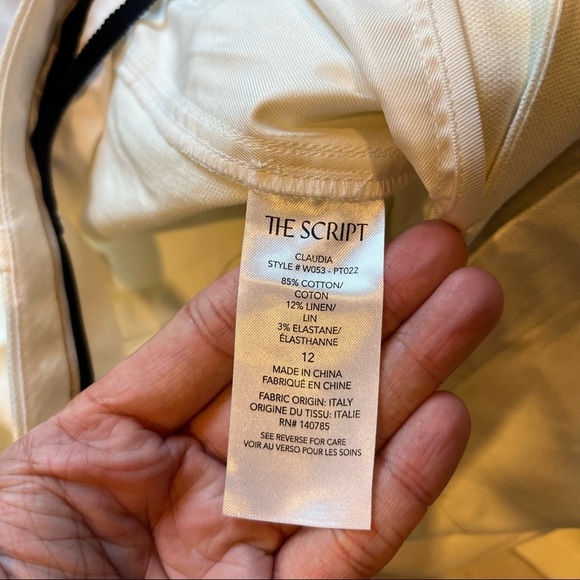 The Script ivory cream wide straight left rolled hem trousers - Picture 5 of 6